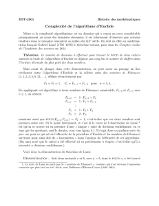 Complexité de l`algorithme d`Euclide