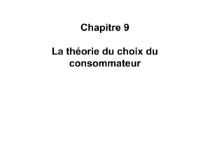 Chapitre 9 La théorie du choix du consommateur