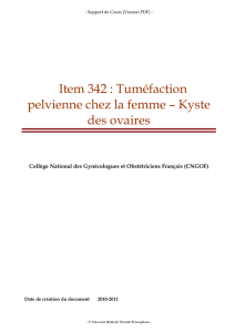 Item 342 : Tuméfaction pelvienne chez la femme – Kyste des ovaires