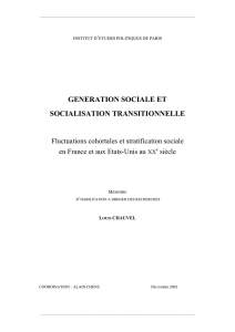 generation sociale et socialisation transitionnelle