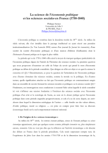 La science de l`économie politique et les sciences - SES