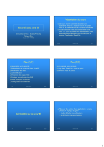 1 Sécurité dans Java EE Présentation du cours Plan (1/2) Plan (2/2