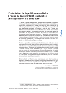 L`orientation de la politique mon&eacute;taire &agrave; l`aune du taux d`int&eacute;r&ecirc;t naturel