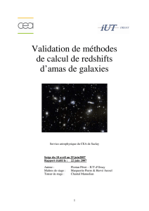 Validation de méthodes de calcul de redshifts d`amas de galaxies