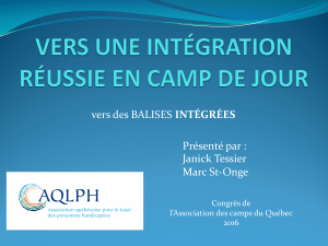 Nouvelles balises d`intégration - Association des camps du Québec