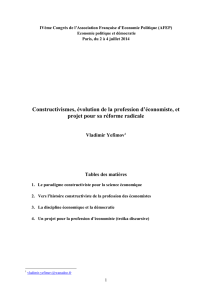 Constructivismes, évolution de la profession d`économiste, et projet