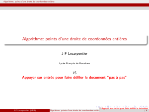 Algorithme: points d`une droite de coordonnées - maths