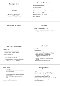 Langages objets Cours 1 : Introduction présentation du module