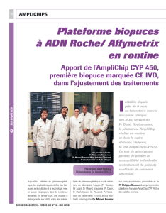 Plateforme biopuces à ADN Roche/ Affymetrix en routine
