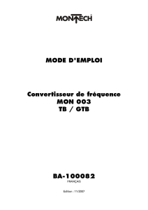 MODE D`EMPLOI Convertisseur de fréquence MON 003