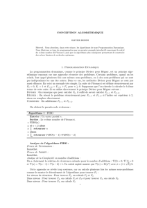 CONCEPTION ALGORITHMIQUE 1. Programmation Dynamique La