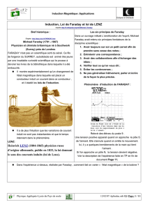 Induction, Loi de Faraday et loi de LENZ Heinrich LENZ (1804