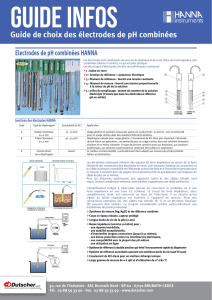Guide de choix des électrodes de pH combinées