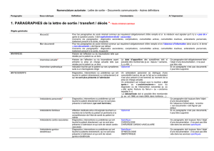 1. PARAGRAPHES de la lettre de sortie / transfert / décès *= Socle