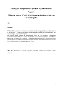 Stratégie d`adaptation du produit et performance à l`export : Effets du