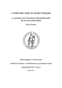 L`ordre des mots en ancien français - UiO
