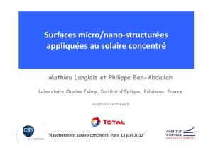 Surfaces micro/nano-structurées appliquées au solaire concentré