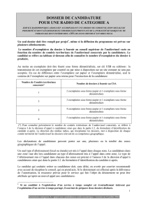 dossier de candidature pour une radio de categorie a