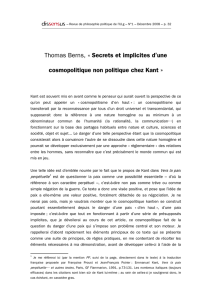 Secrets et implicites d`une cosmopolitique non politique chez Kant