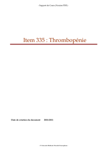 Item 335 : Thrombopénie - unf3s