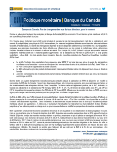 Banque du Canada: Pas de changement en vue du taux