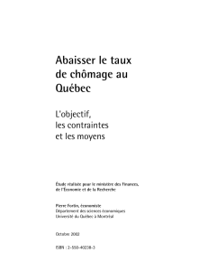 Abaisser le taux de chômage au Québec