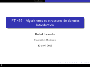 IFT 436 - Algorithmes et structures de données Introduction