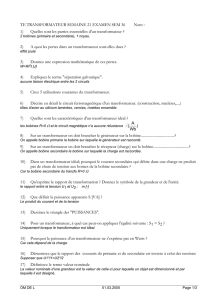 TE TRANSFORMATEUR SEMAINE 21 EXAMEN SEM 36 Nom : 1