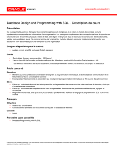 Database Design and Programming with SQL – Description du cours