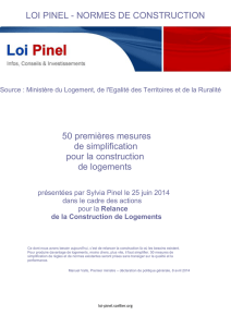 LOI PINEL - NORMES DE CONSTRUCTION 50 premières mesures