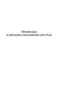 Métaphysique et philosophie transcendantale selon Kant