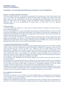 PREMIERE PARTIE SCIENCE ECONOMIQUE CHAPITRE 1: LES