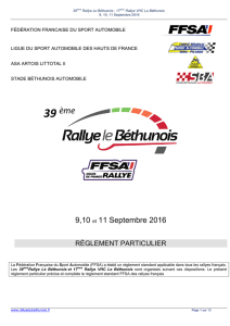 9,10 et 11 Septembre 2016 - Rallye le Bethunois 2016