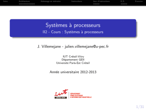 Systèmes à processeurs - II2 - Cours : Systèmes à processeurs