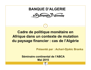 Banque Algerie - Cadre de politique monétaire en Afrique dans un