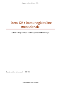 Item 126 : Immunoglobuline monoclonale - unf3s