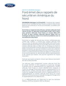 Ford émet deux rappels de sécurité en Amérique du Nord