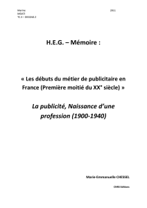 Article de recherche sur les débuts du métier de publicitaire en France