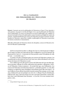 De la naissance des philosophes de l`éducation en France