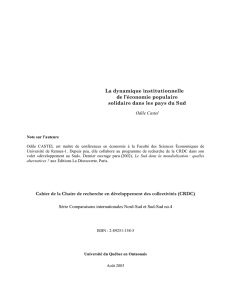 La dynamique institutionnelle de l`économie populaire solidaire