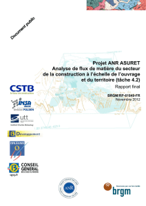 Projet ANR ASURET Analyse de flux de matière du secteur de la