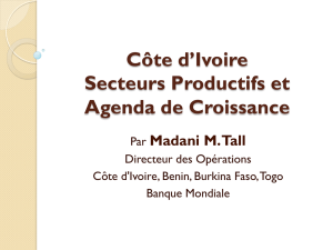 Côte d`Ivoire Secteurs Productifs et Agenda de Croissance