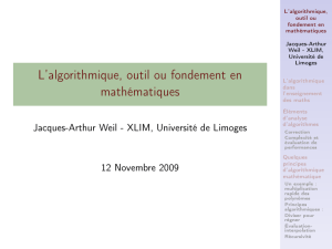 L`algorithmique, outil ou fondement en mathématiques