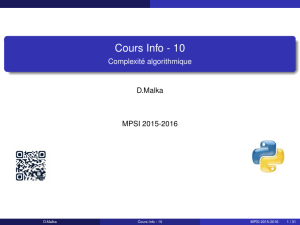 Cours Info - 10 - Complexité algorithmique
