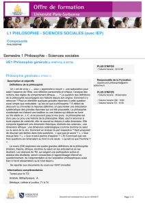 L1 PHILOSOPHIE - SCIENCES SOCIALES
