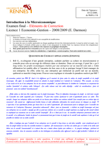 Examen final – Eléments de Correction Licence 1 Economie