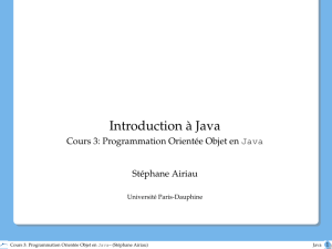 Introduction à Java - Cours 3: Programmation Orientée Objet en Java