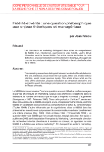 (2010), Fidélité et vérité, une question philosophique aux enjeux