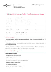 Introduction à la psychologie : domaines et apprentissage