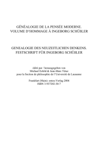 GÉNÉALOGIE DE LA PENSÉE MODERNE. VOLUME D